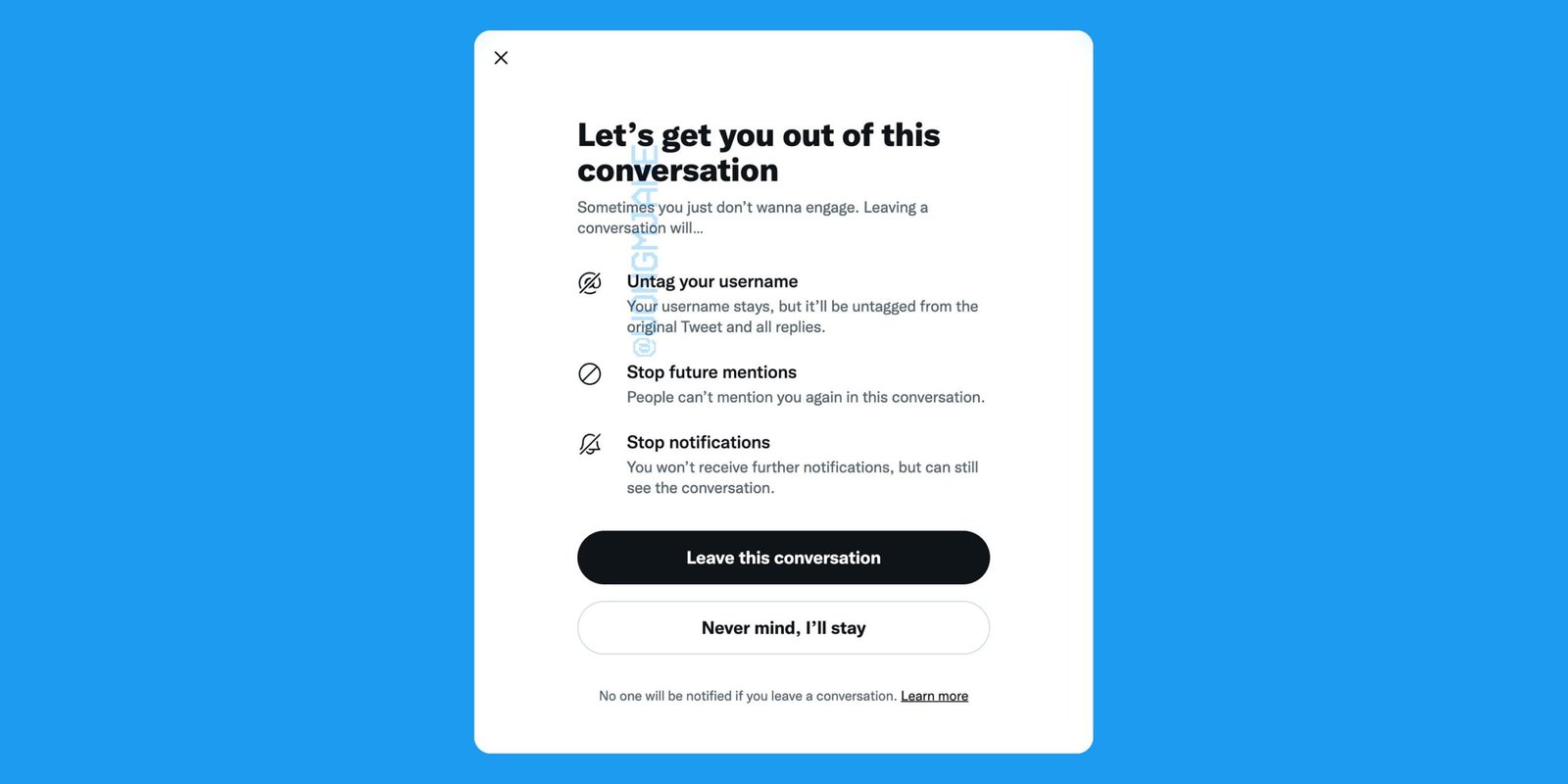 Twitter now gives you a way to let you untag yourself from threads. Twitter now gives you a way to let you untag yourself from threads.
