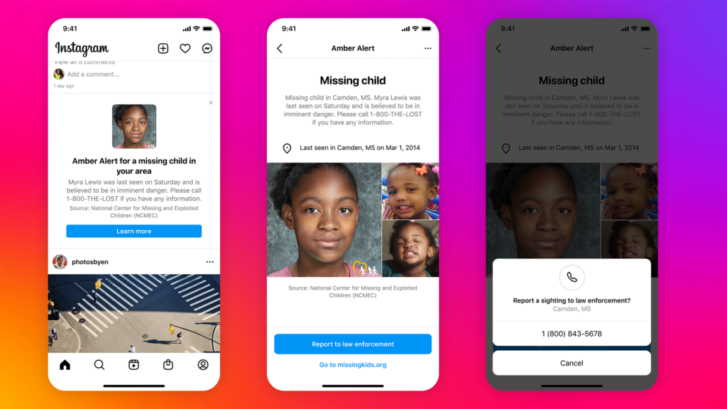Instagram will now push Amber alerts on user feeds